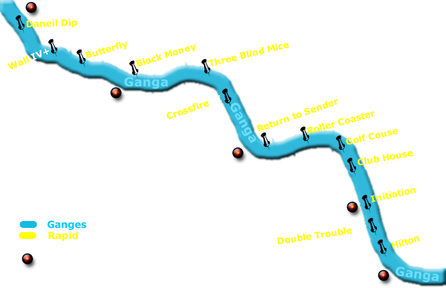 Ganga River rafting guide map
